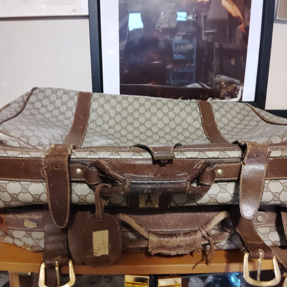 Gucci Brown and Tan Luggage Travel Bag with Leather Trim - Picture 3 of 7